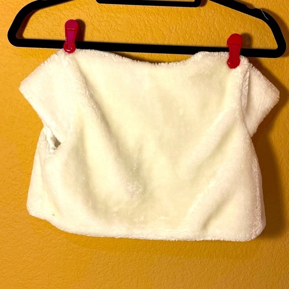 BLOOME DE JEUNE FILLE White Faux Fur Cropped Jacket Girls Size 10-12 - Picture 6 of 11